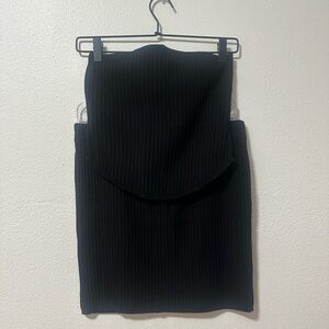 Strapless ribbed tube top & skirt in black